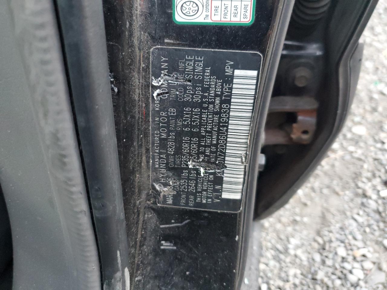 KM8JN72D86U419838 2006 Hyundai Tucson Gls