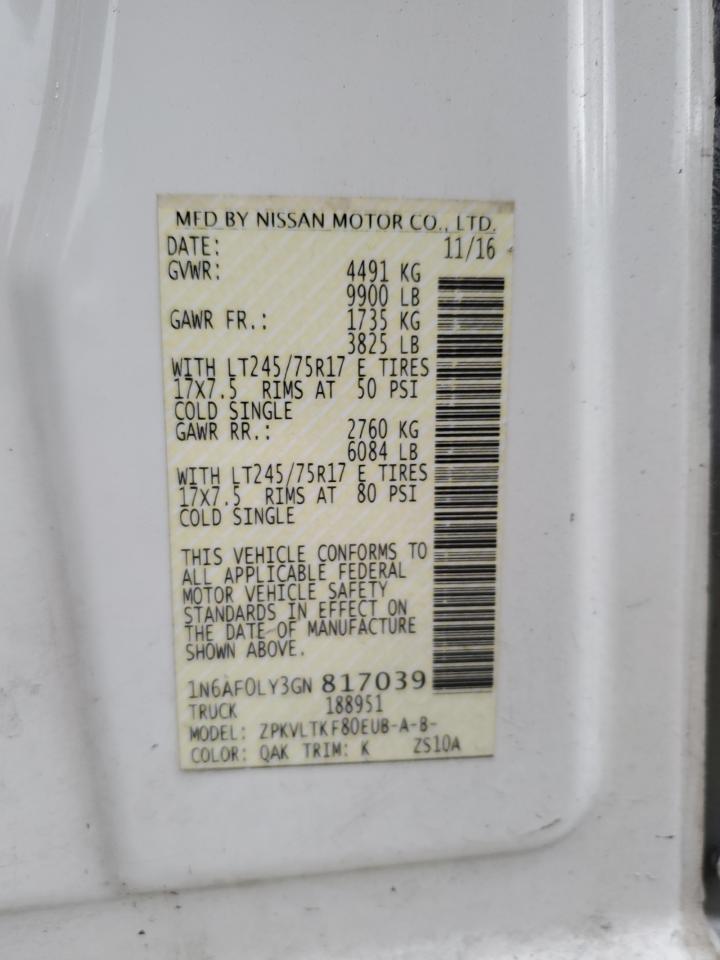 1N6AF0LY3GN817039 NISSAN NV 2016