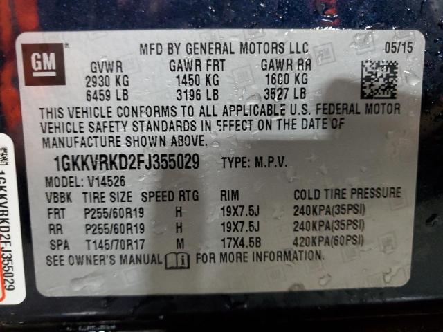 1GKKVRKD2FJ355029 | 2015 GM c acadia slt-1