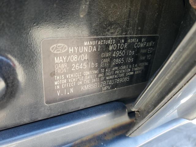 KM8SB12B74U789085 2004 Hyundai Santa Fe Gl