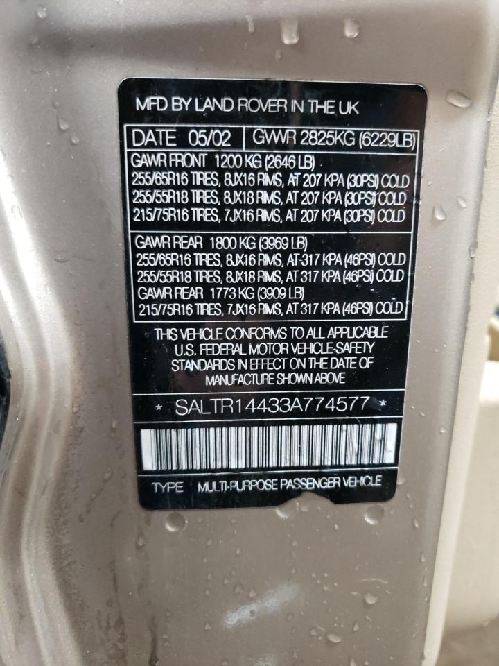 saltr14433a774577 SALTR14433A774577 2003 Land Rover Discovery Ii Hse