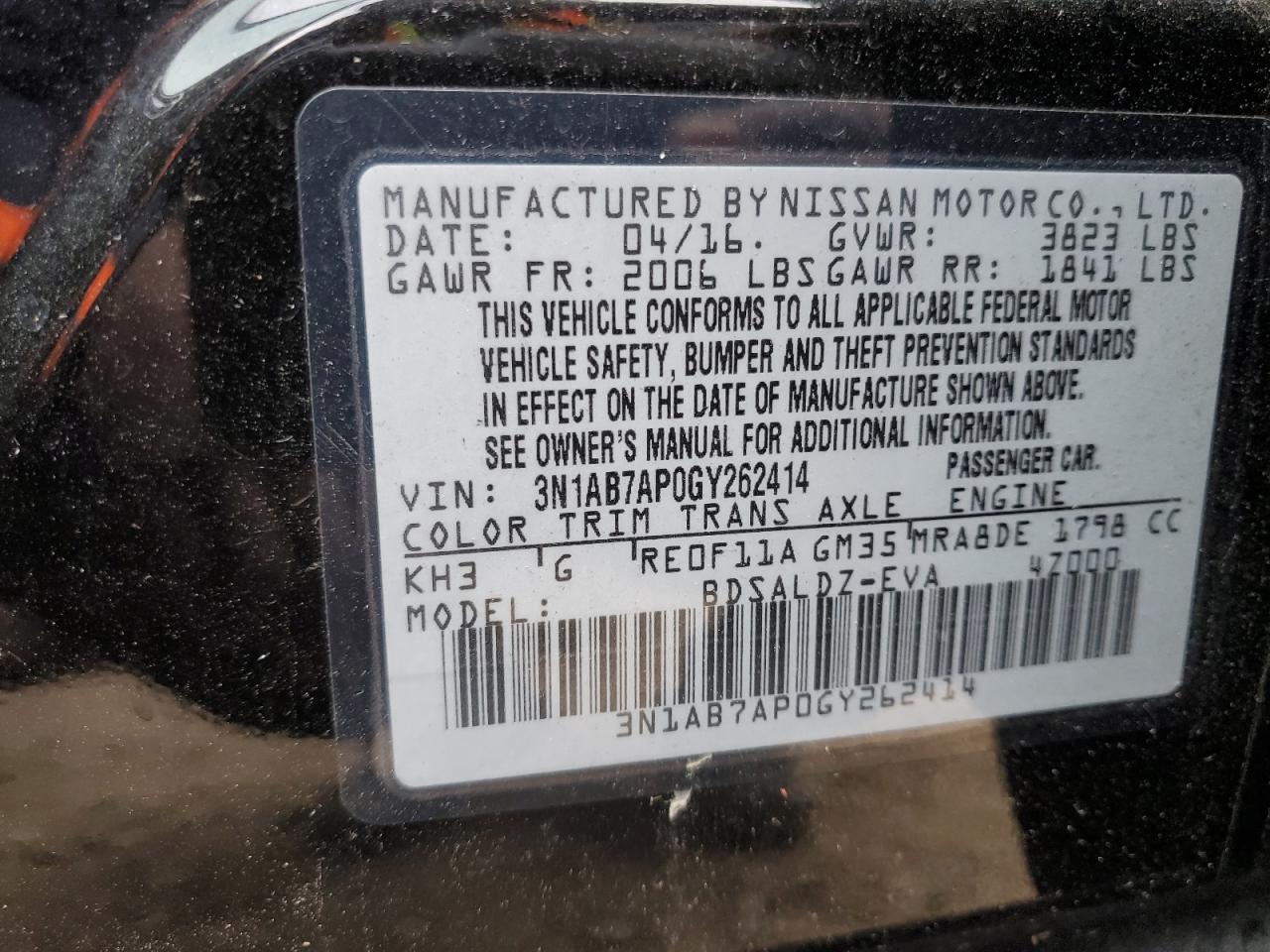 3N1AB7AP0GY262414 NISSAN SENTRA 2016
