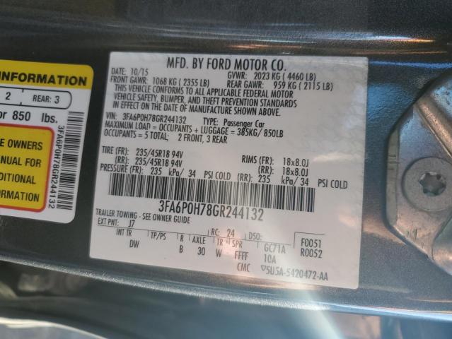 3FA6P0H78GR244132 | 2016 FORD FUSION SE