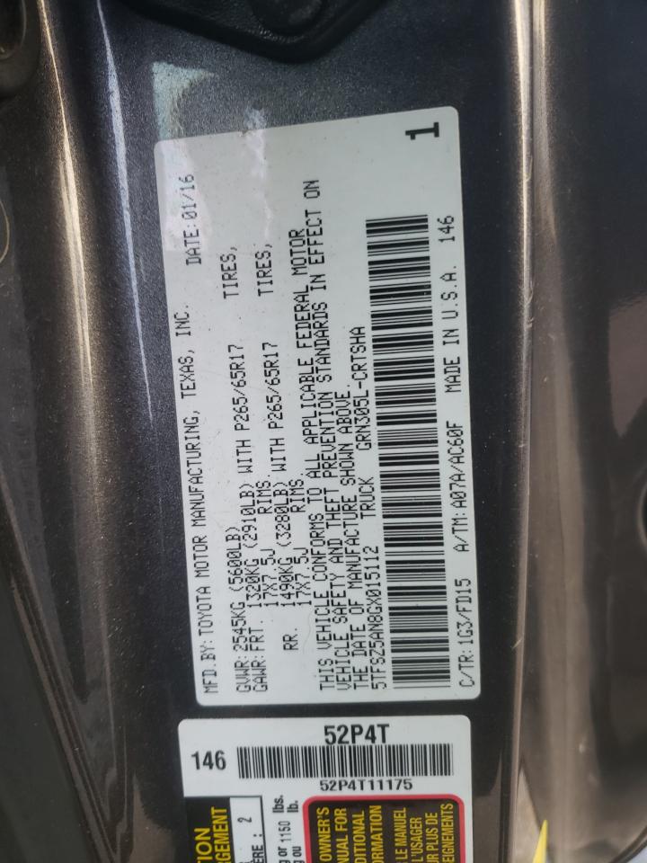 5TFSZ5AN8GX015112 TOYOTA TACOMA 2016