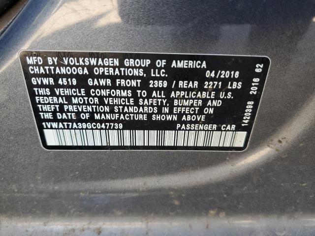 1VWAT7A39GC047739 Volkswagen PASSAT S