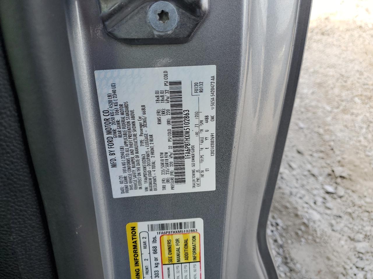 1FA6P8THXM5102863 FORD ALL Models 2021