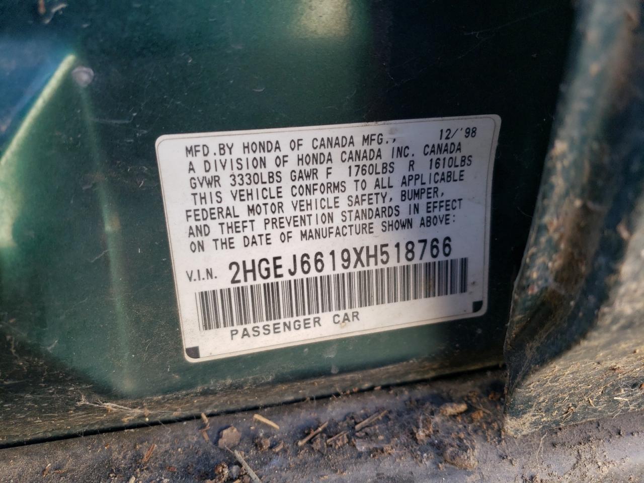 2HGEJ6619XH518766 1999 Honda Civic Base