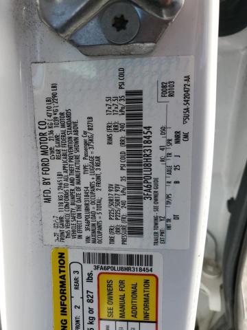 2017 FORD FUSION SE - 3FA6P0LU8HR318454
