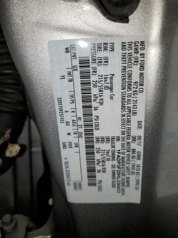 1FADP3F20HL336433 FORD FOCUS 2017