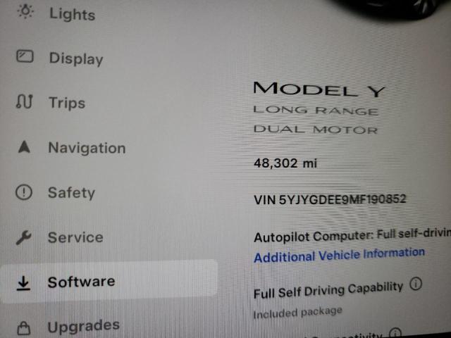 5YJYGDEE9MF190852 | 2021 TESLA MODEL Y