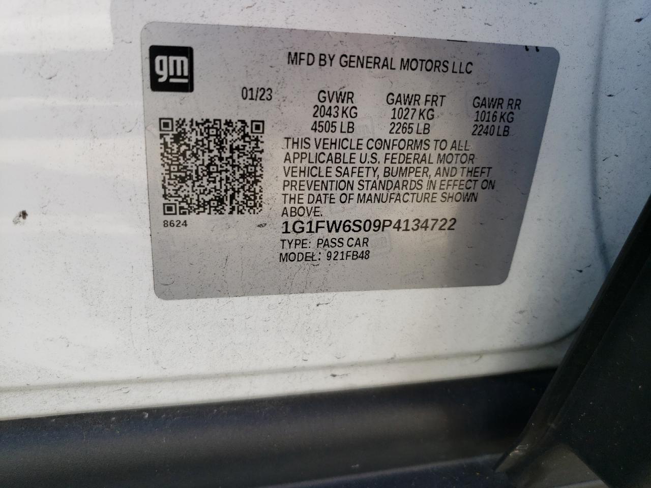 1G1FW6S09P4134722 CHEVROLET BOLT 2023