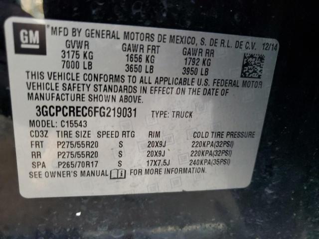 2015 Chevrolet Silverado C1500 Lt VIN: 3GCPCREC6FG219031 Lot: 76691353