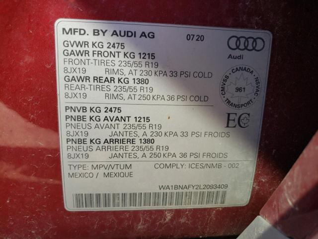 WA1BNAFY2L2093409 | 2020 Audi q5 premium plus