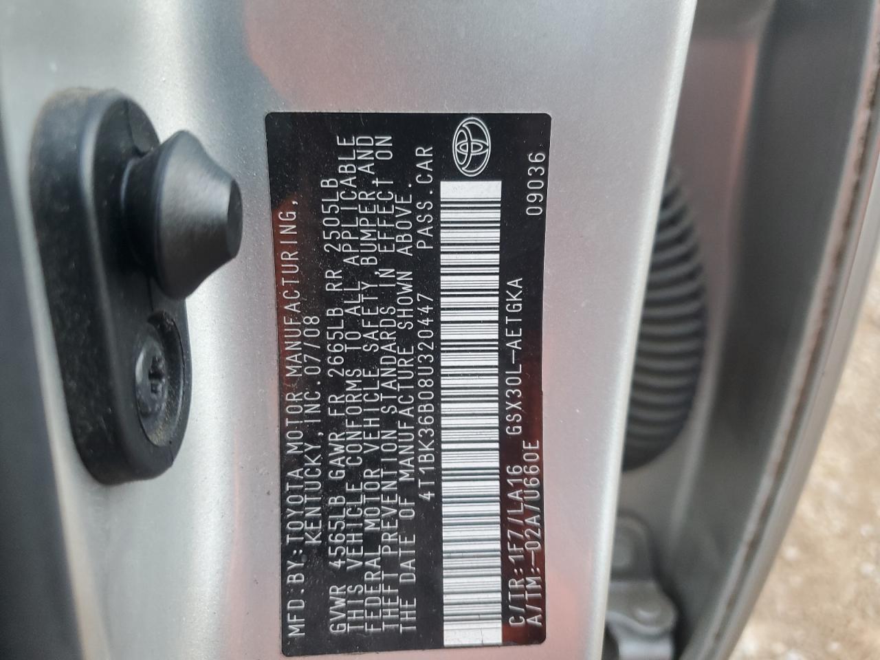 4t1bk36b08u320447 4T1BK36B08U320447 2008 Toyota Avalon Xl