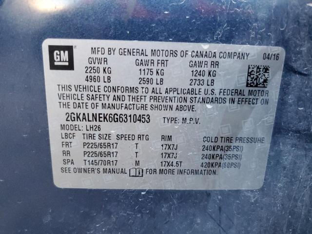 2GKALNEK6G6310453 | 2016 GMC TERRAIN SL