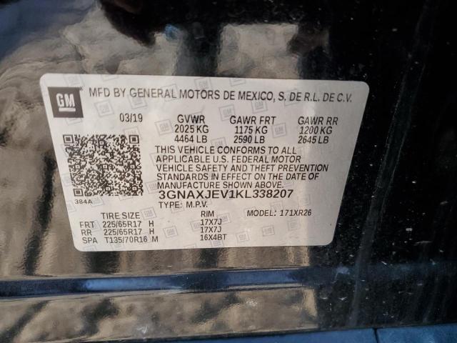 3GNAXJEV1KL338207 | 2019 CHEVROLET EQUINOX LT