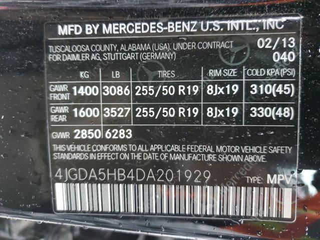 VIN 4JGDA5HB4DA201929 2013 Mercedes-Benz ML-Class, ... no.13