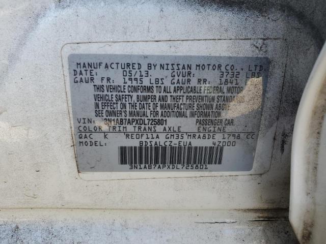 2013 Nissan Sentra S VIN: 3N1AB7APXDL725801 Lot: 77594543