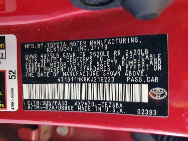 2019 TOYOTA CAMRY L - 4T1B11HK8KU219233