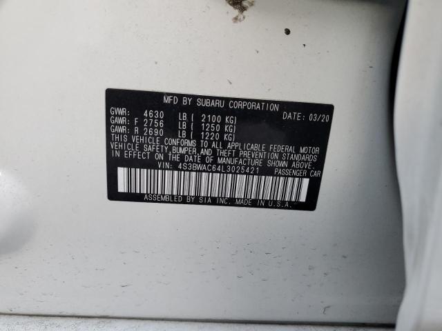 2020 SUBARU LEGACY PRE - 4S3BWAC64L3025421