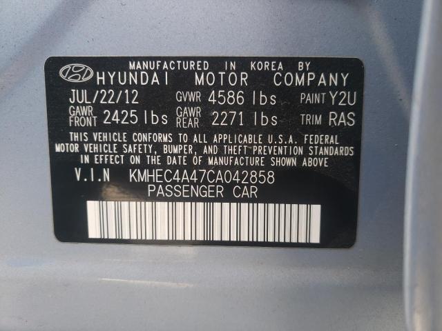 2012 Hyundai Sonata Hybrid VIN: KMHEC4A47CA042858 Lot: 78525743