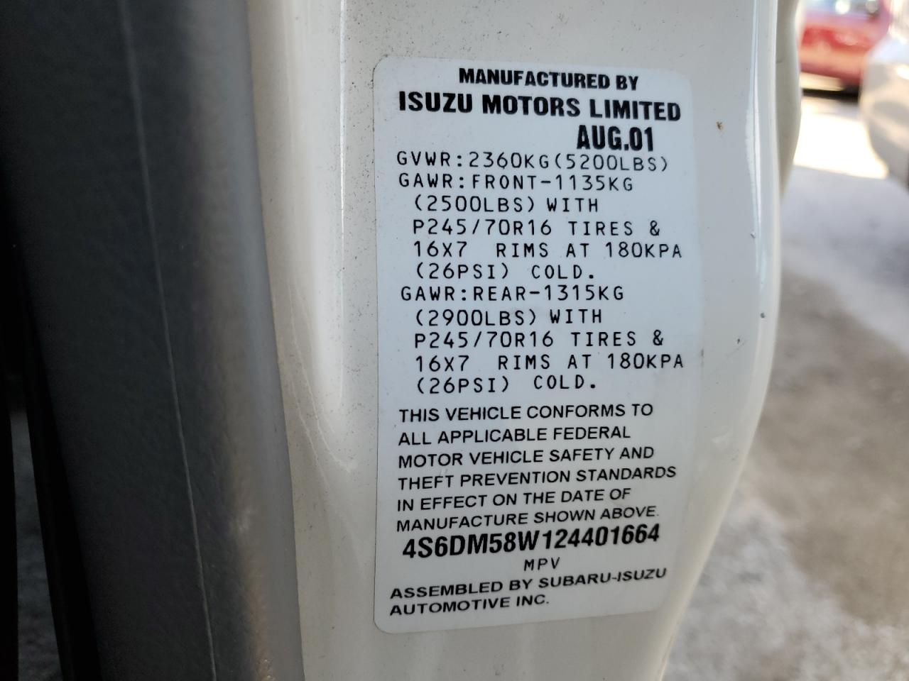 4s6dm58w124401664 4S6DM58W124401664 2002 Honda Passport Ex