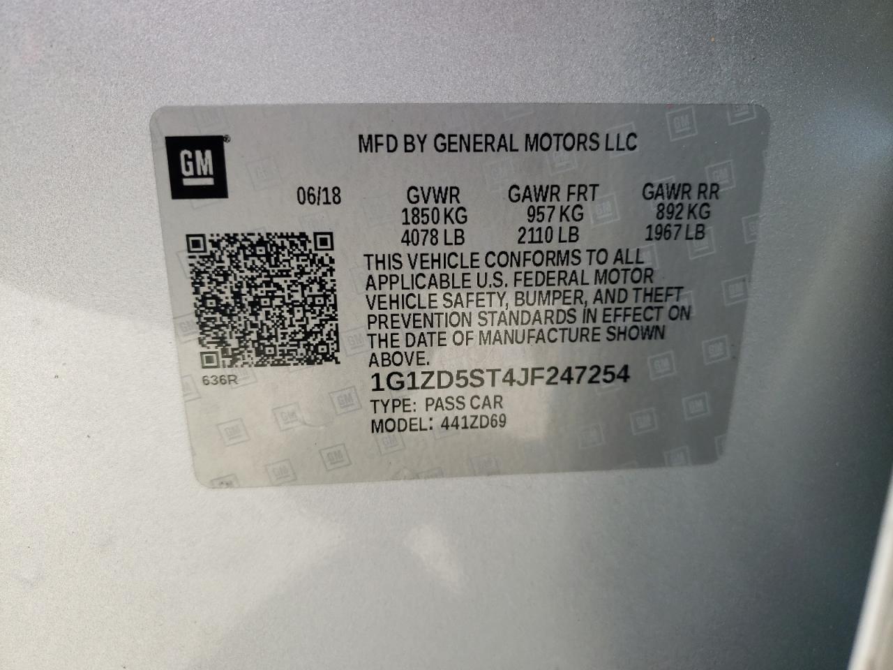 1G1ZD5ST4JF247254 CHEVROLET MALIBU 2018