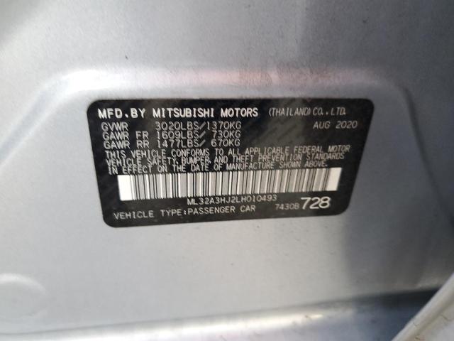 ML32A3HJ2LH010493 Auction: COPART Lot: 75827933 Location: RENTAL VEHICLE SALE ML32A3HJ2LH010493 MITSUBISHI MIRAGE 2020 SILVER Photo 12