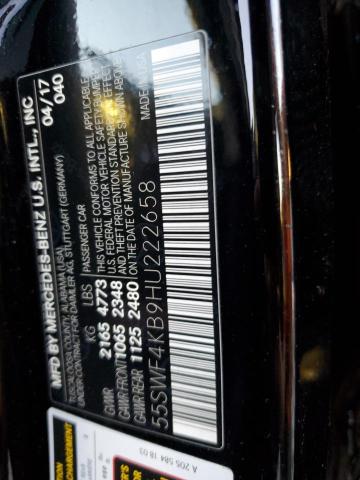 2017 Mercedes-Benz C 300 4Matic VIN: 55SWF4KB9HU222658 Lot: 76550173