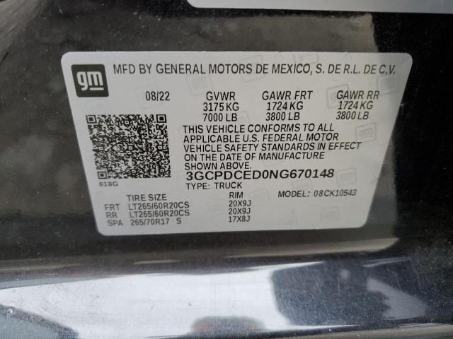 3GCPDCED0NG670148 | 2022 CHEVROLET SILVERADO