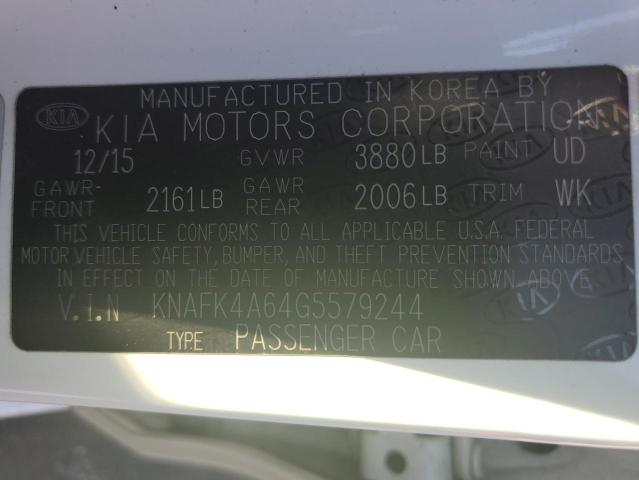 KNAFK4A64G5579244 KIA FORTE LX
