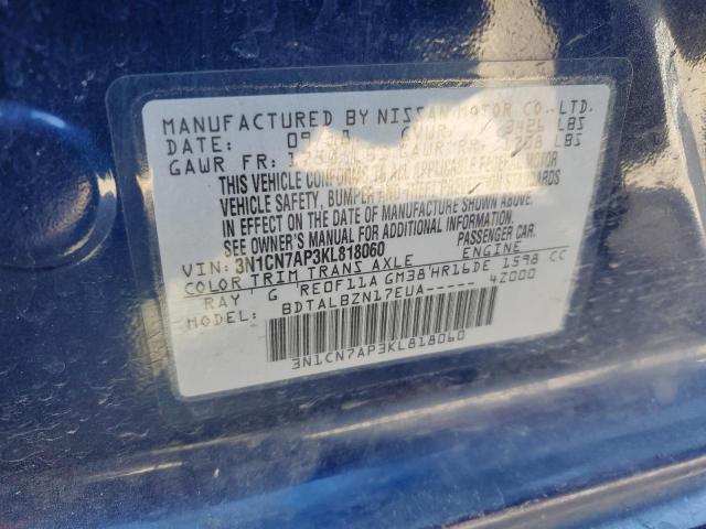 3N1CN7AP3KL818060 Nissan VERSA S