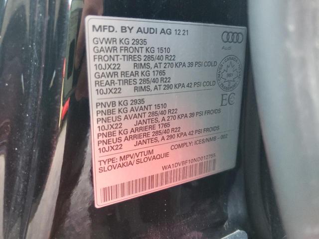 2022 AUDI Q8 PROGRES WA1DVBF10ND012755