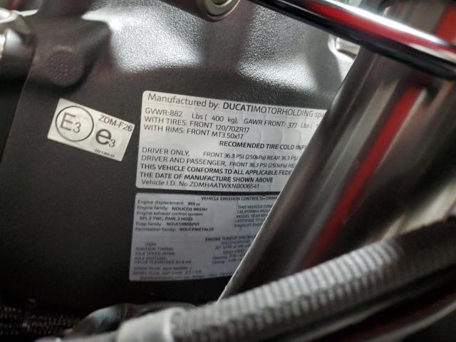 2022 DUCATI PANIGALE V ZDMHAATWXNB006541