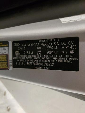 3KPF24AD5KE098952 | 2019 KIA FORTE FE