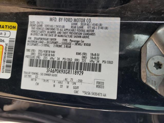 3FA6P0K9XGR118929 | 2016 FORD FUSION TIT