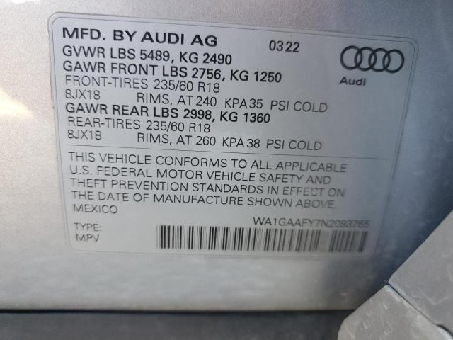 2022 AUDI Q5 WA1GAAFY7N2093765