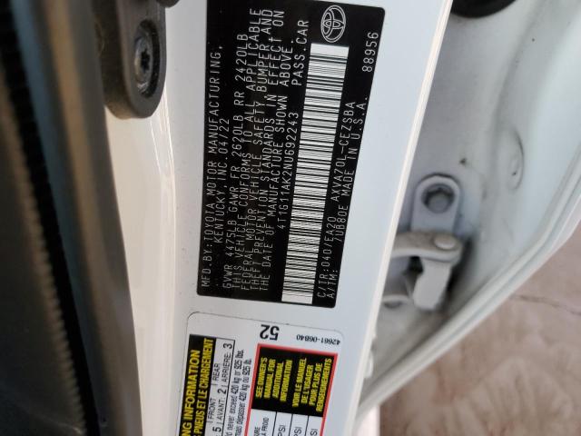 4T1G11AK2NU692243 | 2022 TOYOTA CAMRY SE