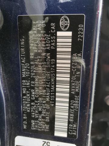 2021 TOYOTA CAMRY NIGH - 4T1S11AK4MU517419