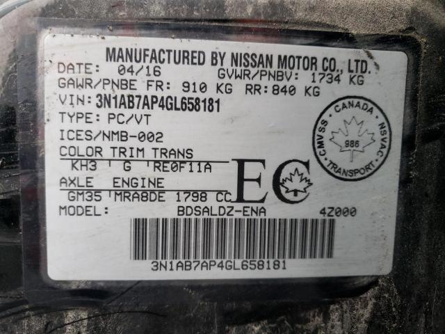 2016 NISSAN SENTRA S - 3N1AB7AP4GL658181