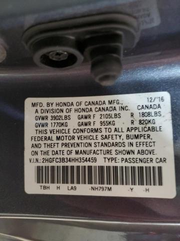 2HGFC3B34HH354459 | 2017 HONDA CIVIC EX