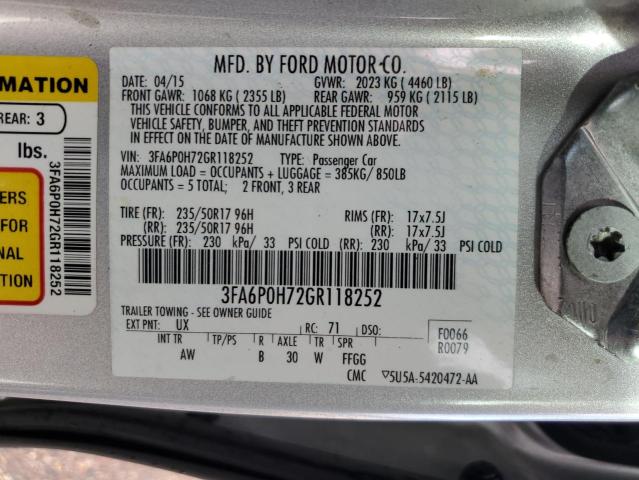 3FA6P0H72GR118252 2016 FORD FUSION - Image 12