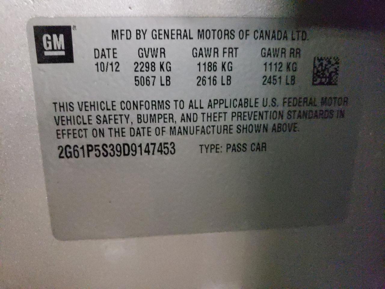 2g61p5s39d9147453 2G61P5S39D9147453 2013 Cadillac Xts Luxury Collection