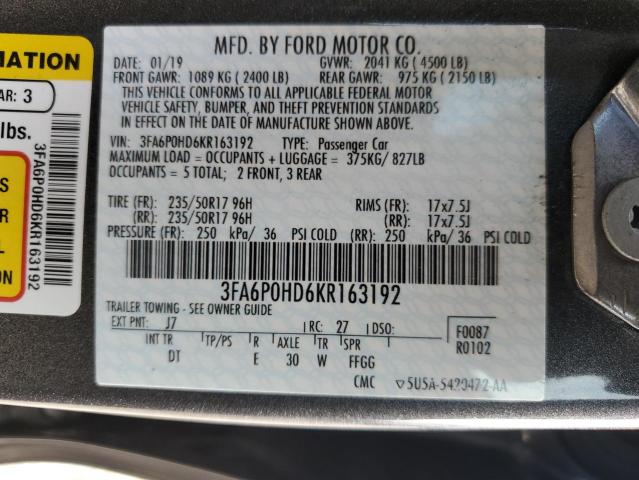  FORD FUSION 2019 Сірий