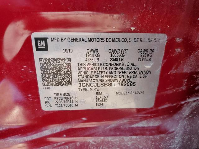 3GNCJLSB8LL182085 | 2020 Chevrolet trax 1lt