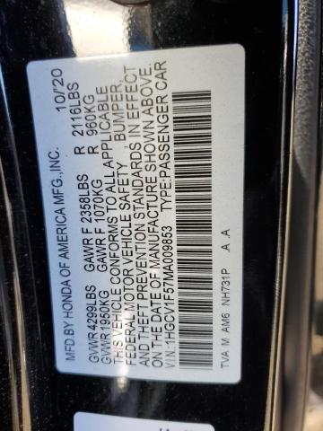 1HGCV1F57MA009853 | 2021 HONDA ACCORD EXL