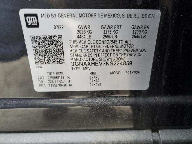 3GNAXHEV7NS224859 | 2022 CHEVROLET EQUINOX LS