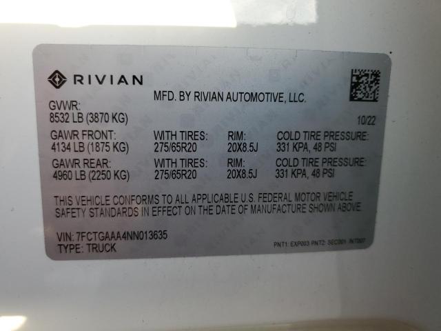 7FCTGAAA4NN013635 | 2022 Rivian r1t adventure