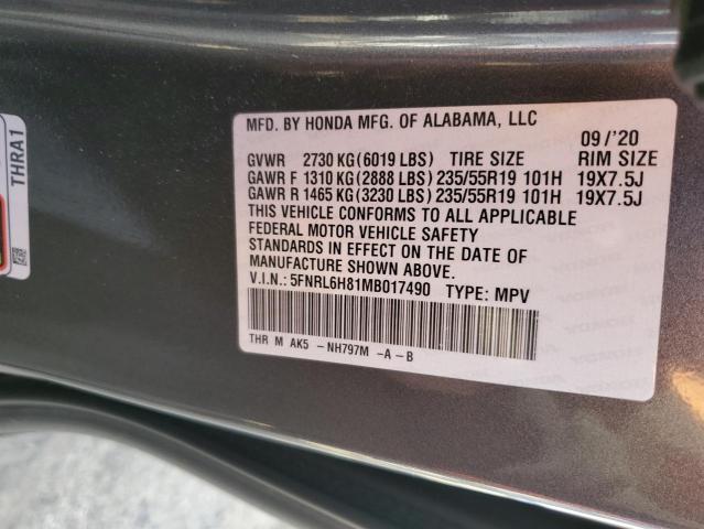 5FNRL6H81MB017490 2021 HONDA ODYSSEY, photo no. 13