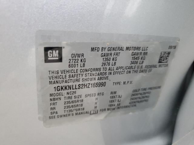 1GKKNLLS2HZ165990 | 2017 GMC ACADIA SLE